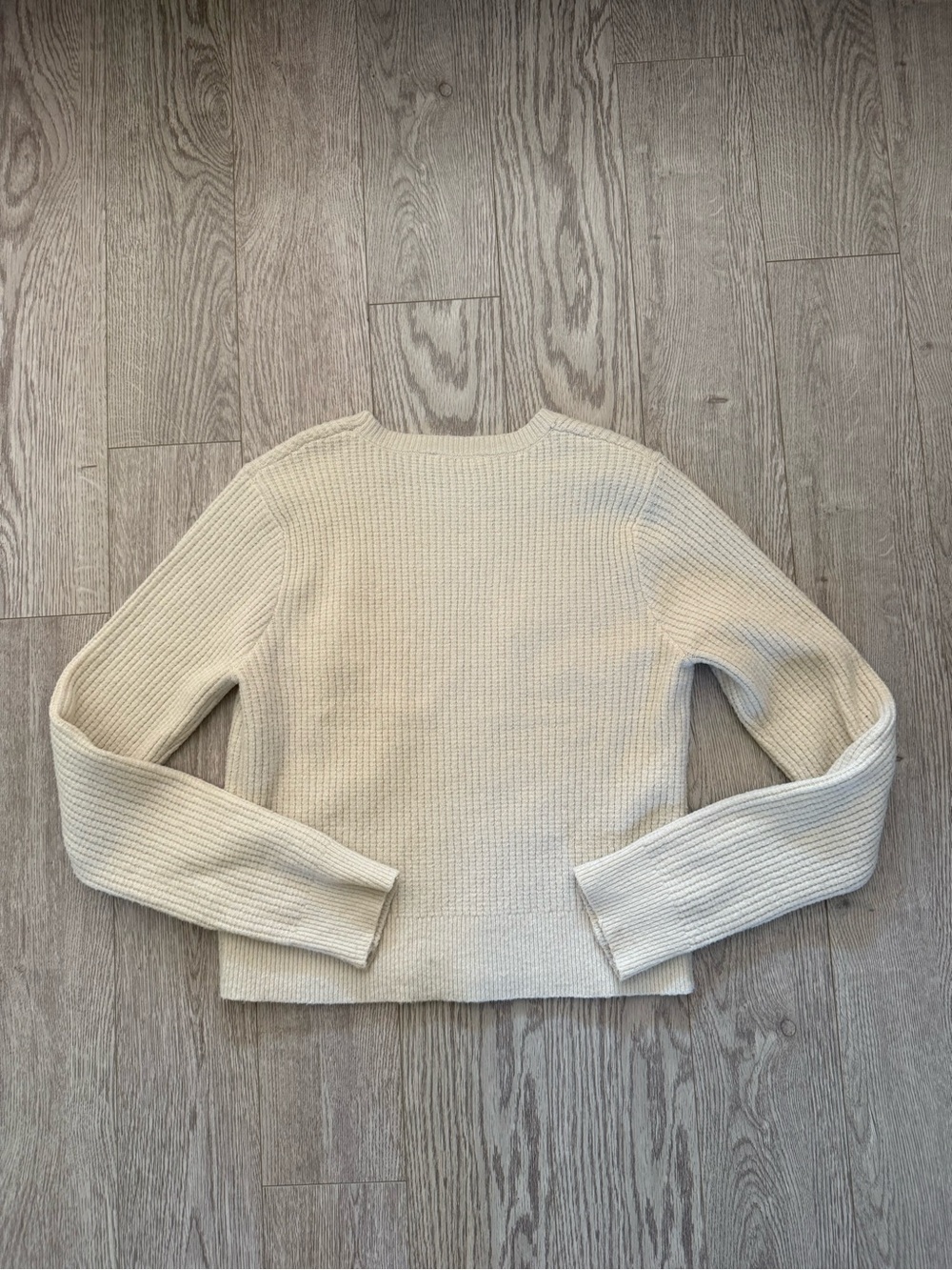 Double Zero Cream Ribbed Crewneck Sweater - Picture 3 of 3